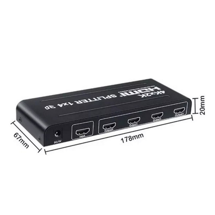 Splitter Hdmi 1x4 4k Uhd 2k Full Hd 3d C/ Fuente 4 Pantallas