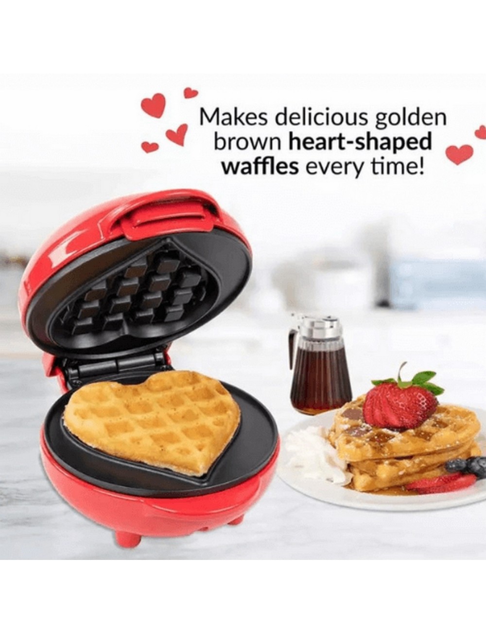 Waflera Mini Personal Guaflera Corazon Antiadherente 350 W