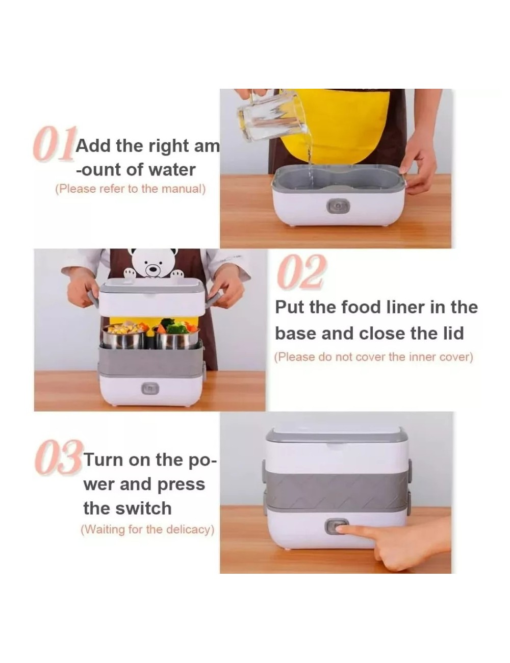 Lonchera Calentador Fiambrera Portacomida Eléctrica Apilable