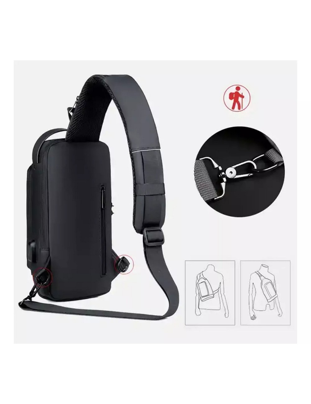 Bolso Manos Libres Tipo Pechero Para Hombre Con Clave