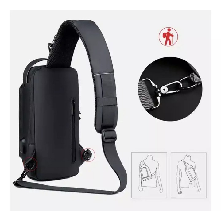 Bolso Manos Libres Tipo Pechero Para Hombre Con Clave