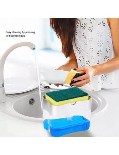 Dispensador De Jabon Liquido Lavaplatos Con Esponja Cocina