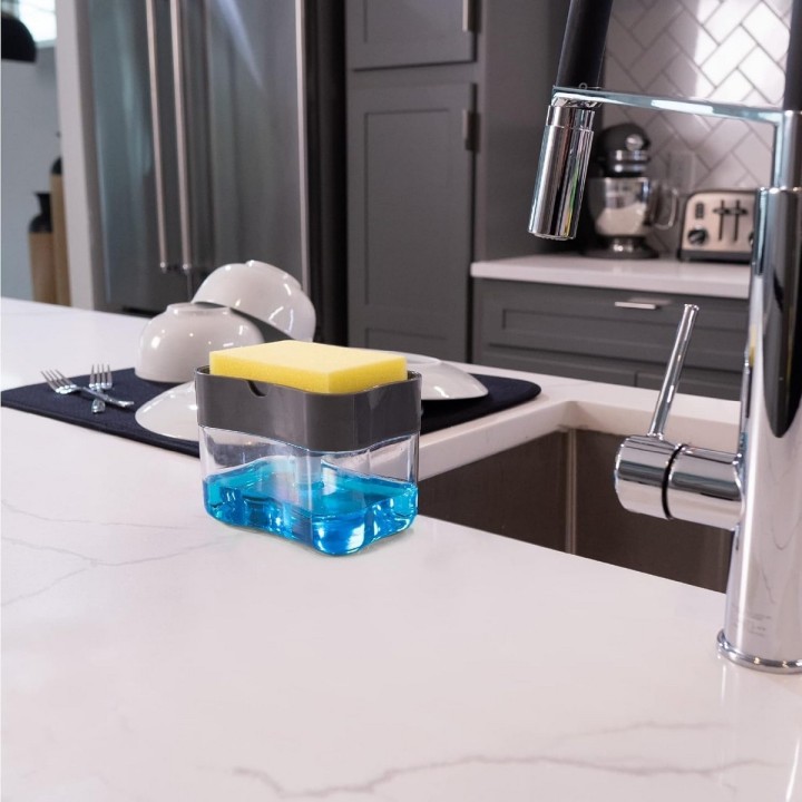 Dispensador De Jabon Liquido Lavaplatos Con Esponja Cocina