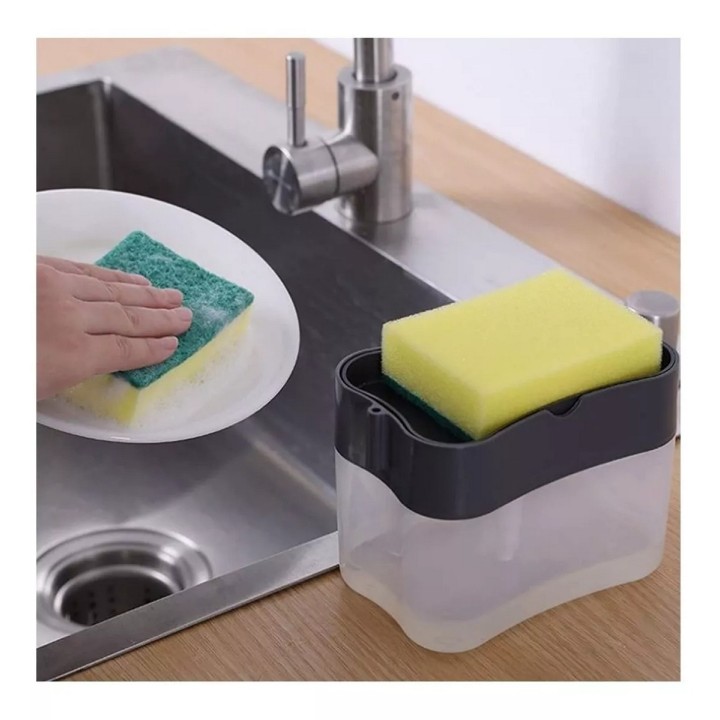Dispensador De Jabon Liquido Lavaplatos Con Esponja Cocina