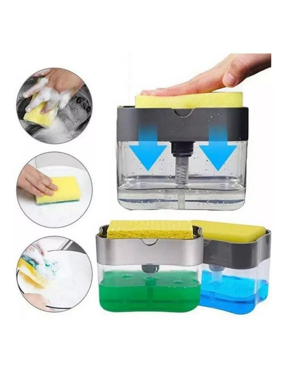 Dispensador De Jabon Liquido Lavaplatos Con Esponja Cocina