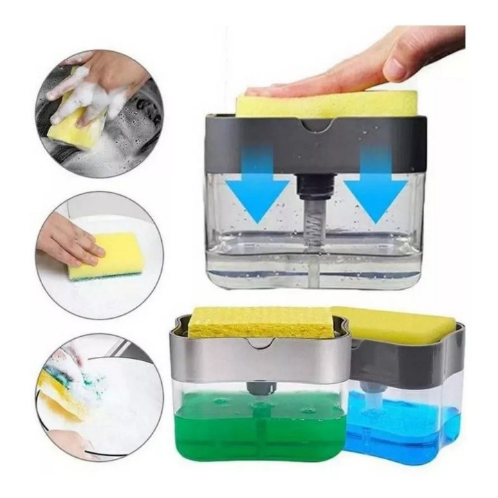 Dispensador De Jabon Liquido Lavaplatos Con Esponja Cocina