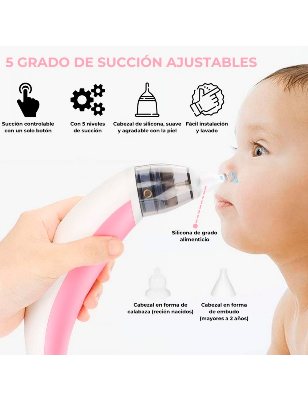 Aspirador Nasal Bebes Electrico Sacamocos Extractor Portátil