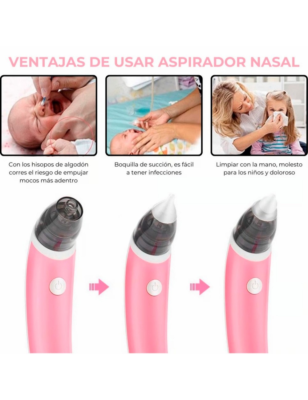 Aspirador Nasal Bebes Electrico Sacamocos Extractor Portátil