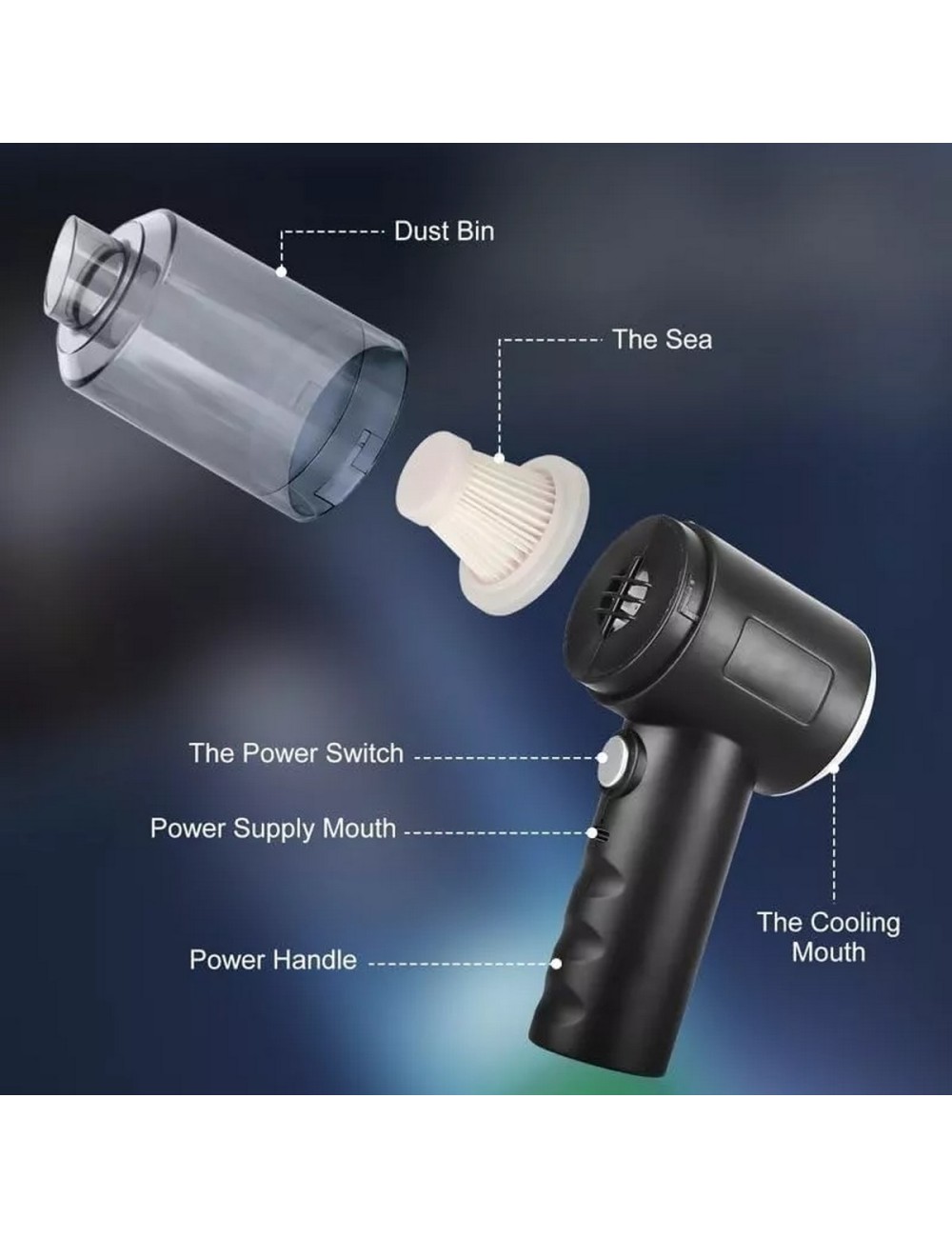 Aspiradora Inalámbrica Recargable Casa Auto Usb Portatil Pc