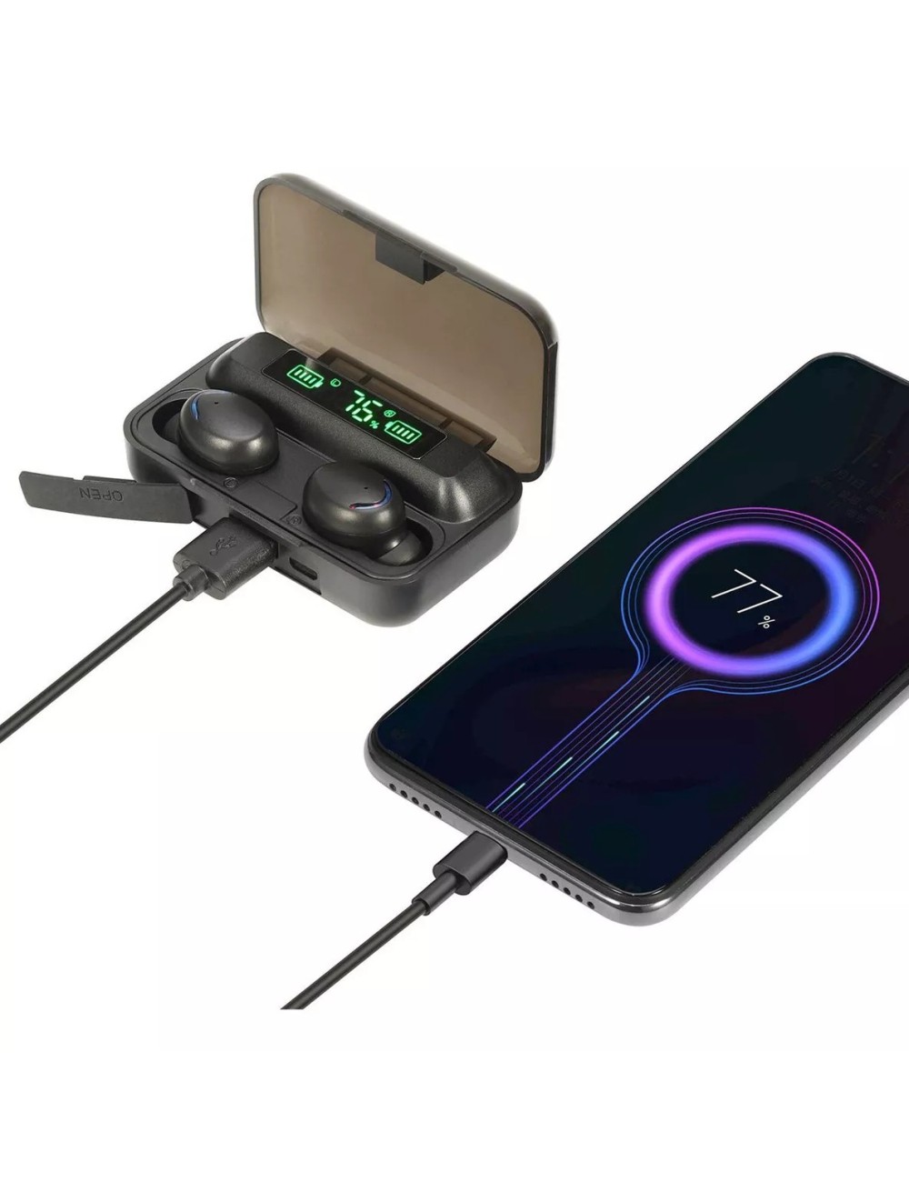 Audífonos Bluetooth Touch + Caja De Carga + Power Bank