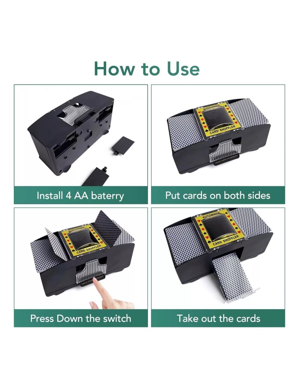 Barajador Cartas Poker Baraja Automático Mezclador + Bateria