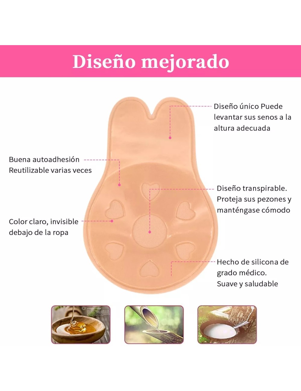 Parche Adhesivo Levantamiento Busto Invisible Reutilizable
