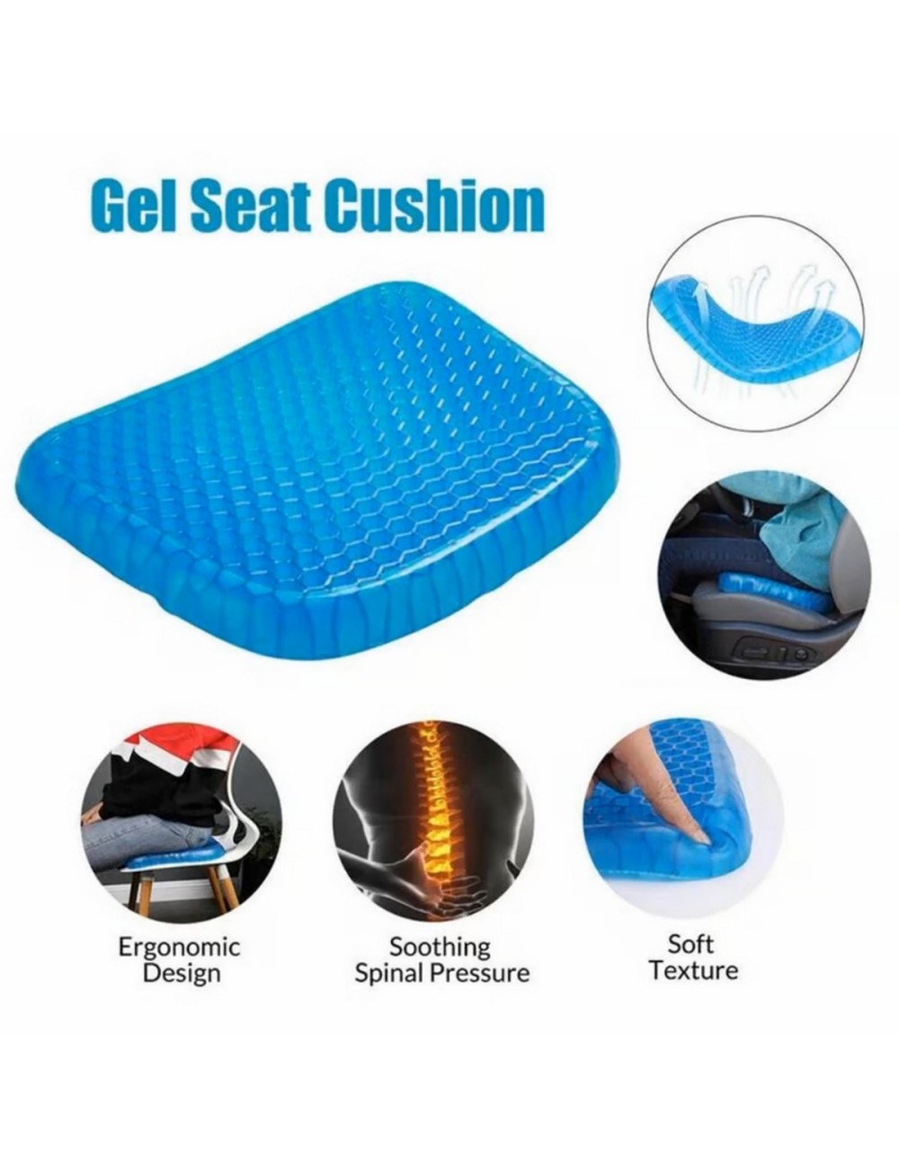 Asiento Cojín De Gel Ortopédico Con Funda Para Silla
