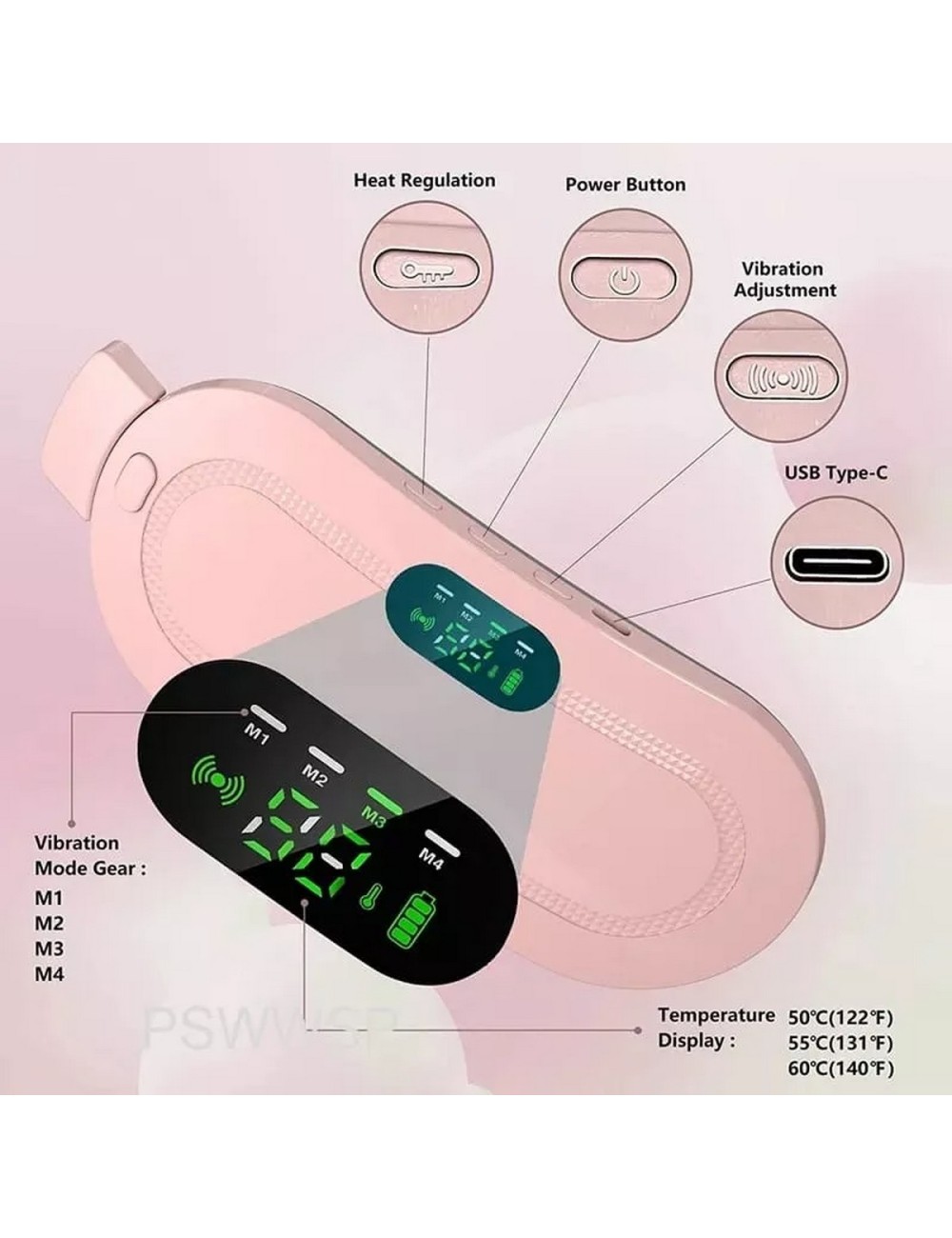 Cinturón Almohadilla Recargable Alivia Cólicos Menstruales