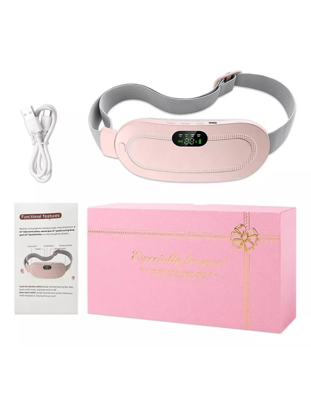 Cinturón Almohadilla Recargable Alivia Cólicos Menstruales