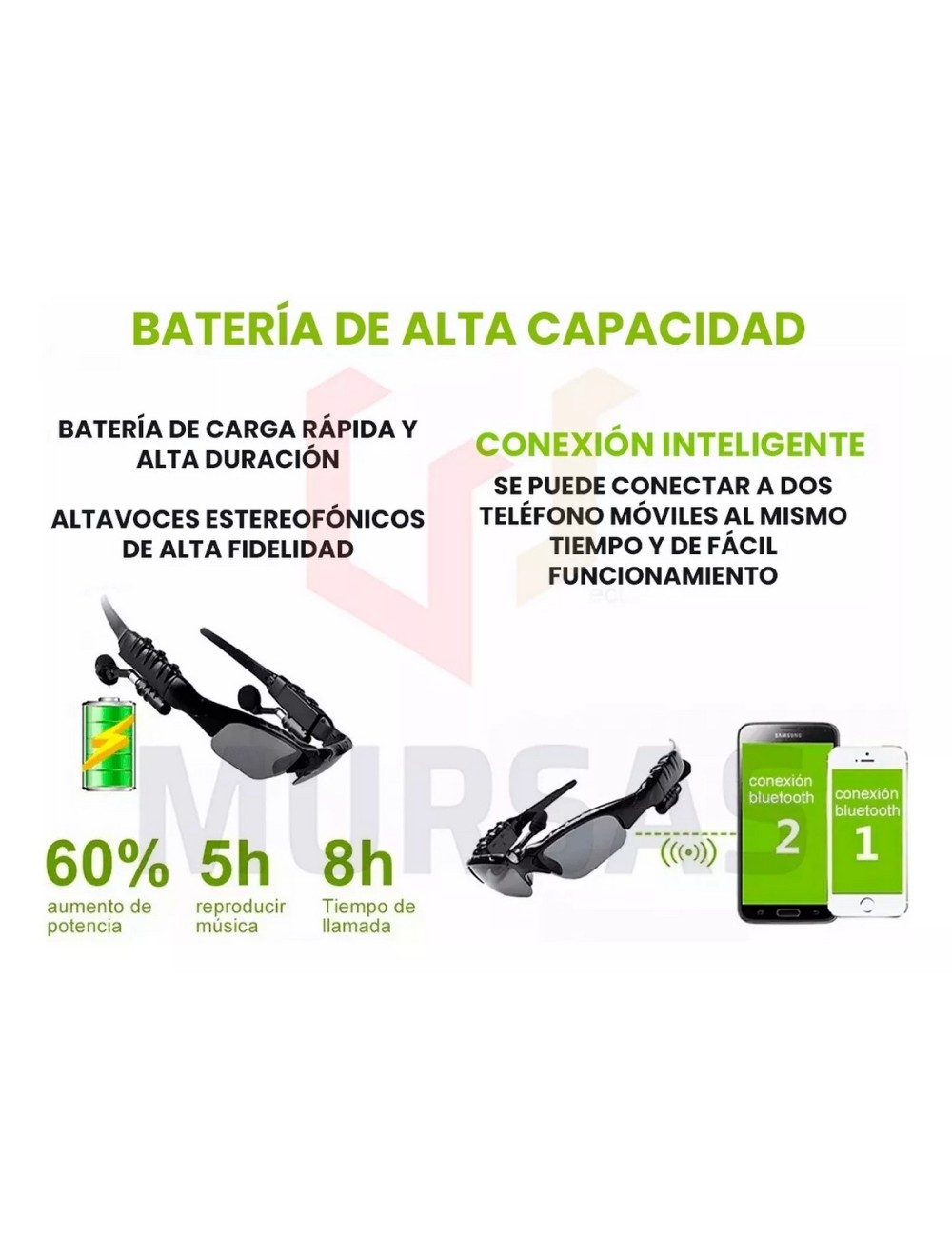 Lentes De Sol Bluetooth Manos Libres Audífonos Inalámbricos