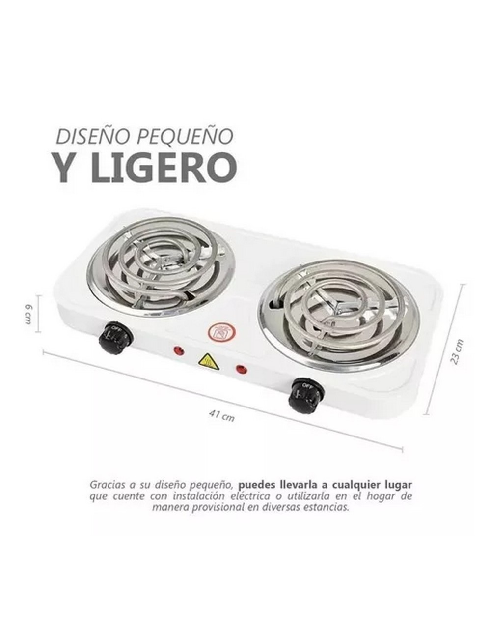 Estufa Eléctrica 2 Puestos 5 Niveles De Temperatura 2000w