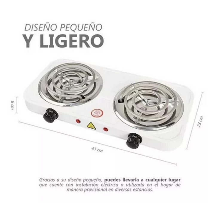 Estufa Eléctrica 2 Puestos 5 Niveles De Temperatura 2000w