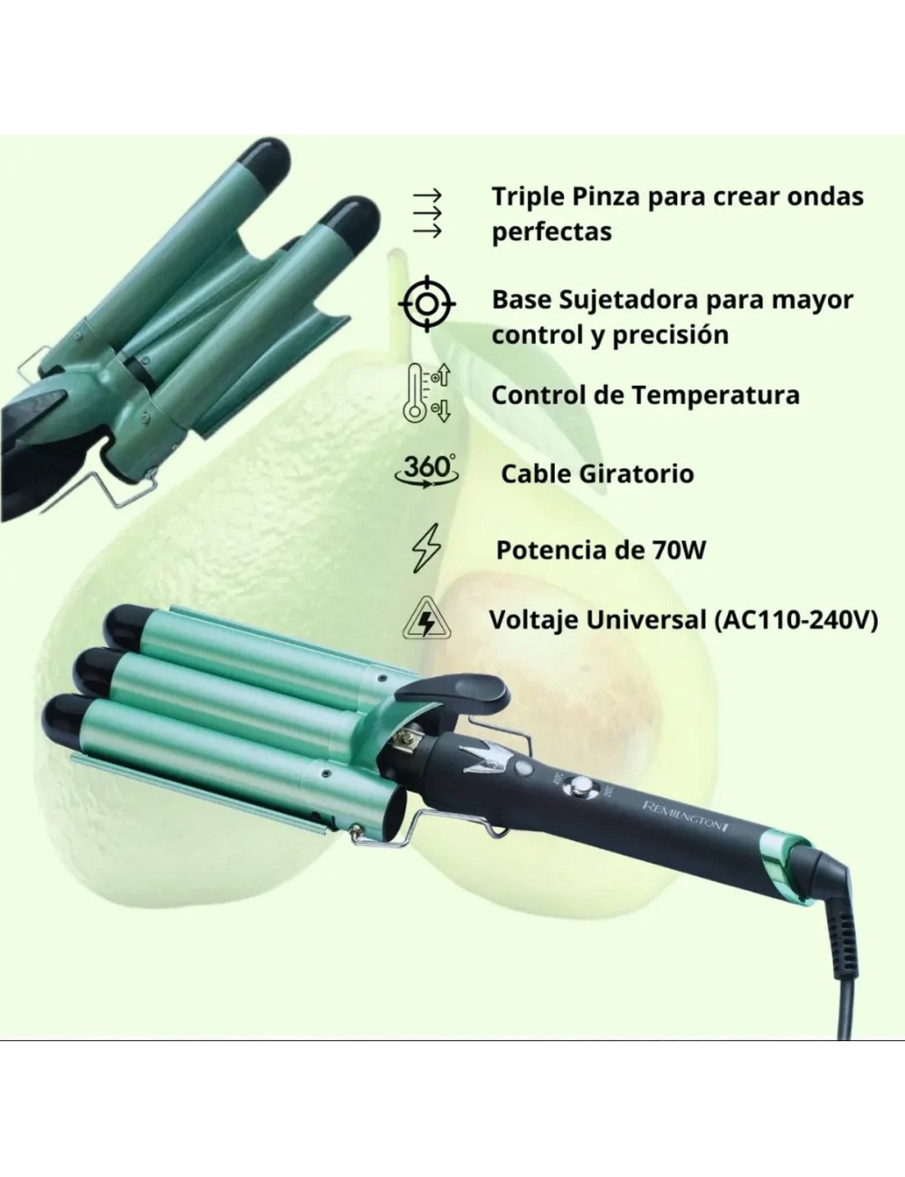 Combo Cepillo Secador + Rizador Ondas De Sirena Aguacate