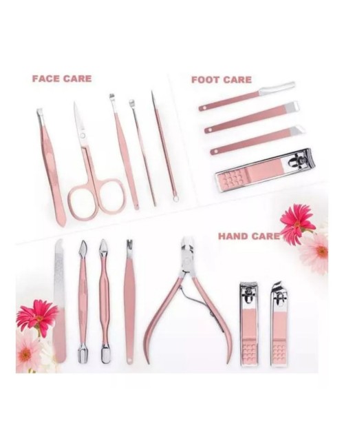 Estuche Set Manicure Pedicure Kit Cortauñas 16 Piezas
