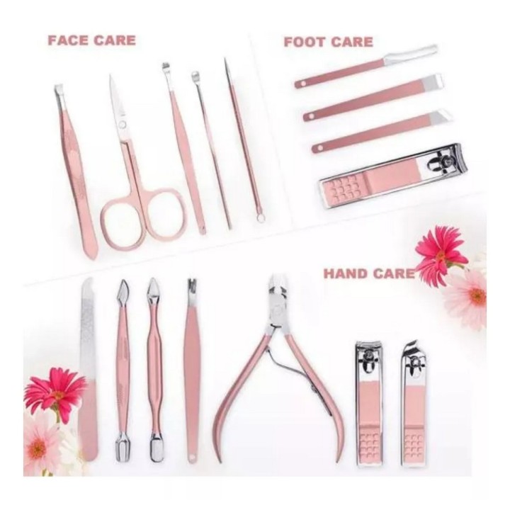 Estuche Set Manicure Pedicure Kit Cortauñas 16 Piezas