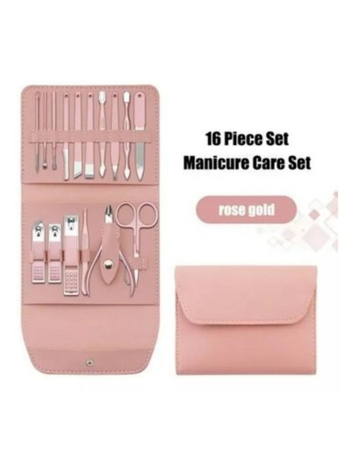 Estuche Set Manicure Pedicure Kit Cortauñas 16 Piezas