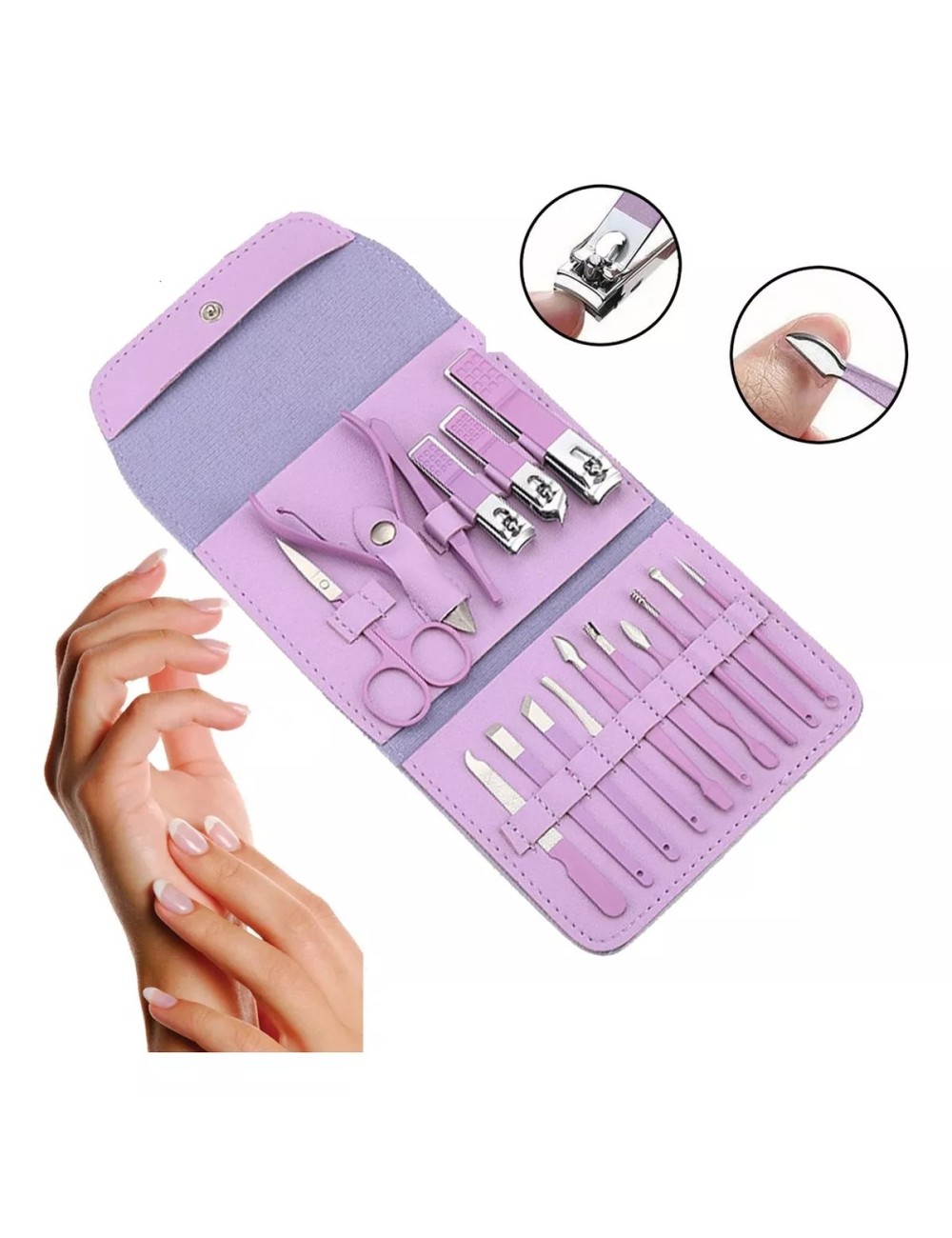 Estuche Set Manicure Pedicure Kit Cortauñas 12 Piezas