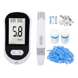 Kit Glucómetro Diabetes + 50 Tiras De Prueba + 50 Agujas