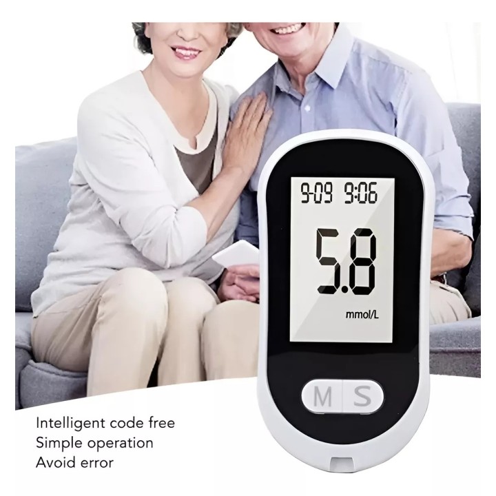 Kit Glucómetro Diabetes + 50 Tiras De Prueba + 50 Agujas