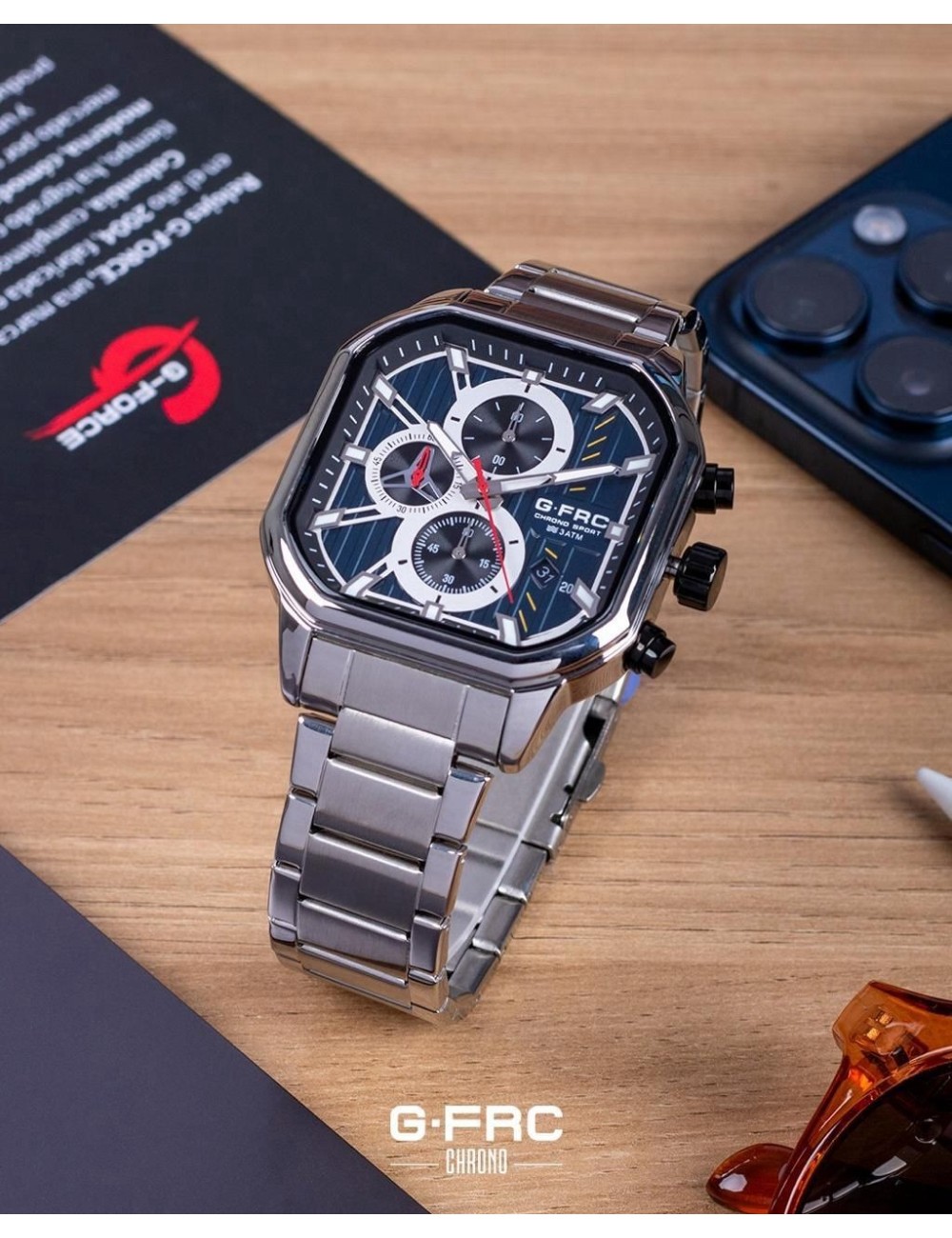Reloj G-force H4233g Cuadrado Cronografo Funcional + Estuche