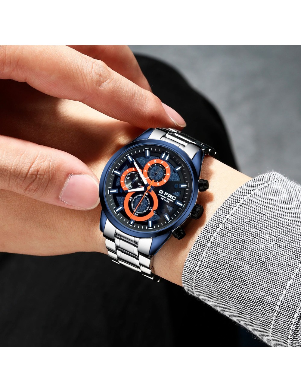 Reloj G-force H4237g Cronografo Funcional Acero + Estuche