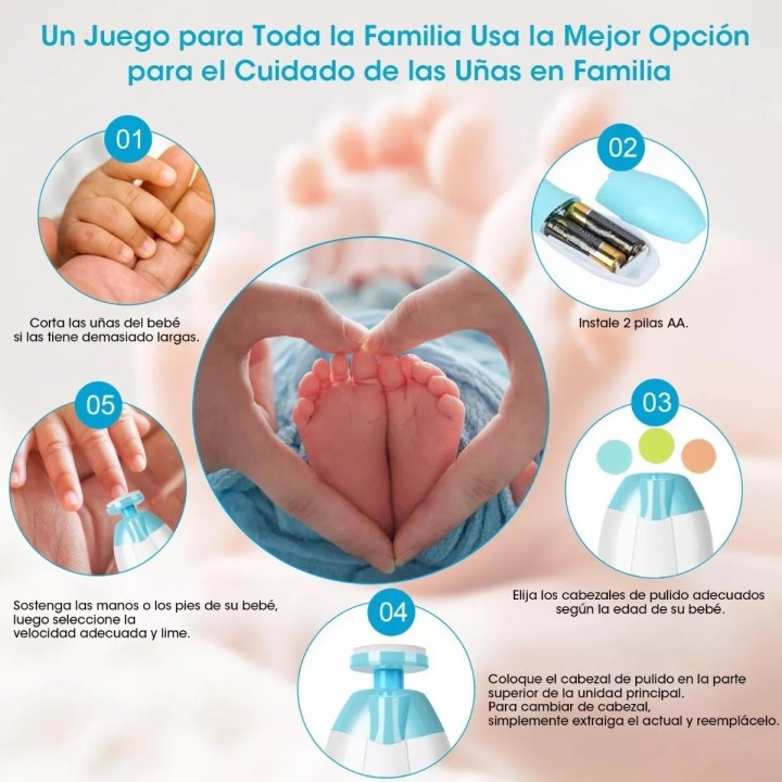 Lima De Uñas Bebe Infantil Eléctrico Unisex + Baterias