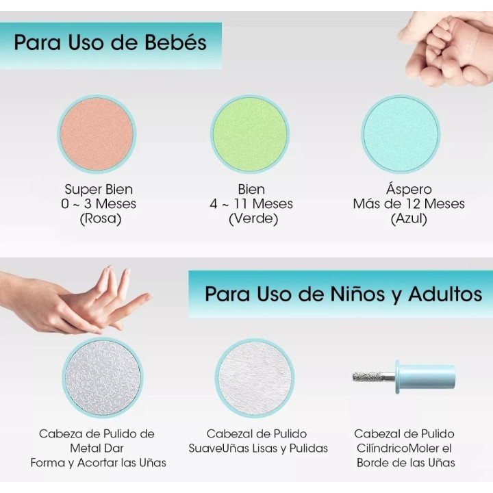 Lima De Uñas Bebe Infantil Eléctrico Unisex + Baterias