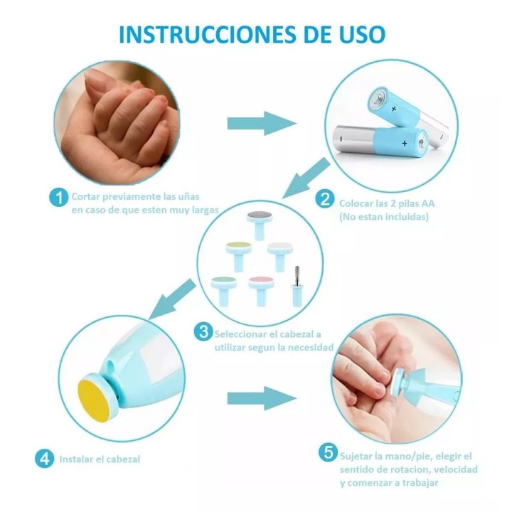Lima De Uñas Bebe Infantil Eléctrico Unisex + Baterias