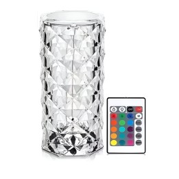 Lampara De Mesa De Cristal Colores Tactil + Control