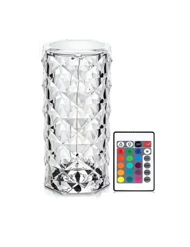 Lampara De Mesa De Cristal Colores Tactil + Control