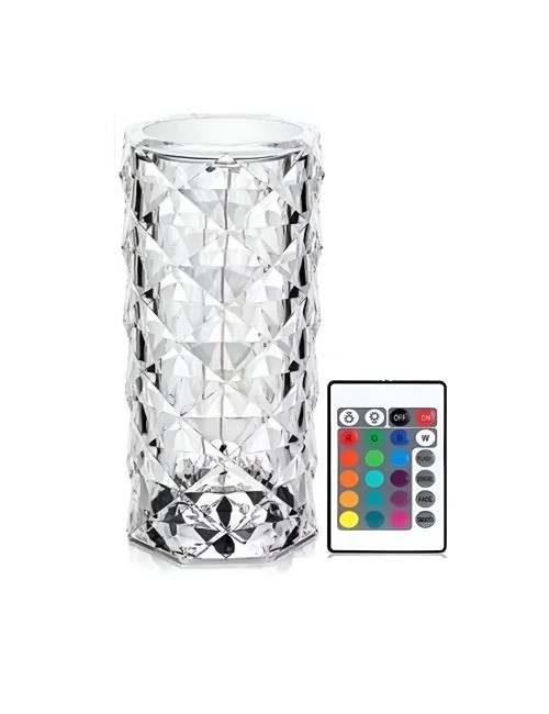 Lampara De Mesa De Cristal Colores Tactil + Control