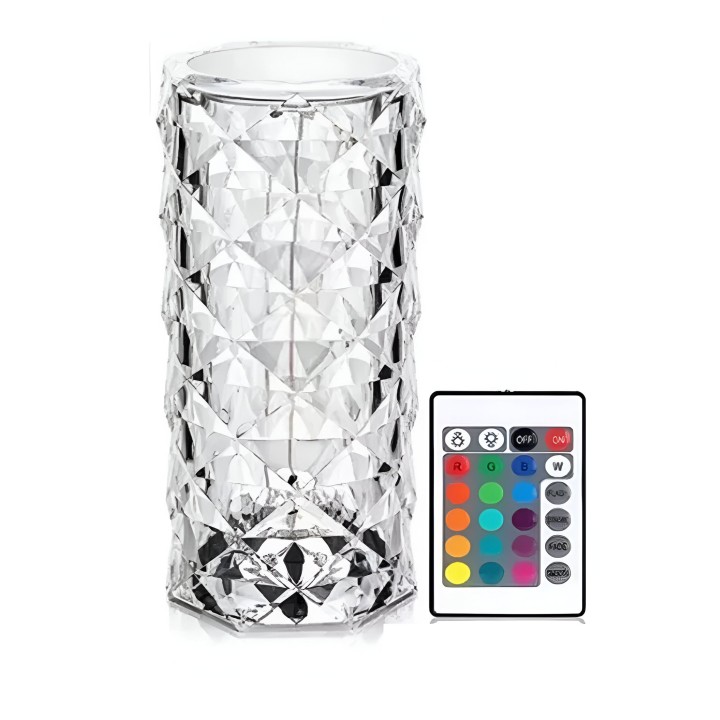 Lampara De Mesa De Cristal Colores Tactil + Control