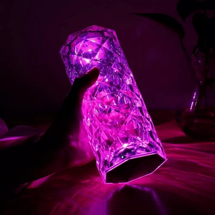 Lampara De Mesa De Cristal Colores Tactil + Control