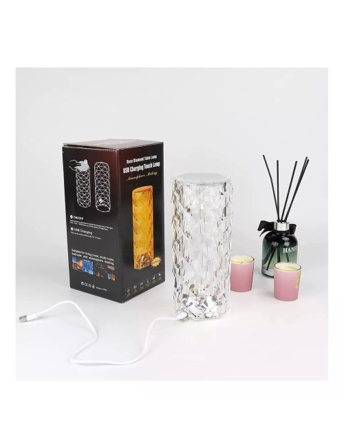 Lampara De Mesa De Cristal Colores Tactil + Control