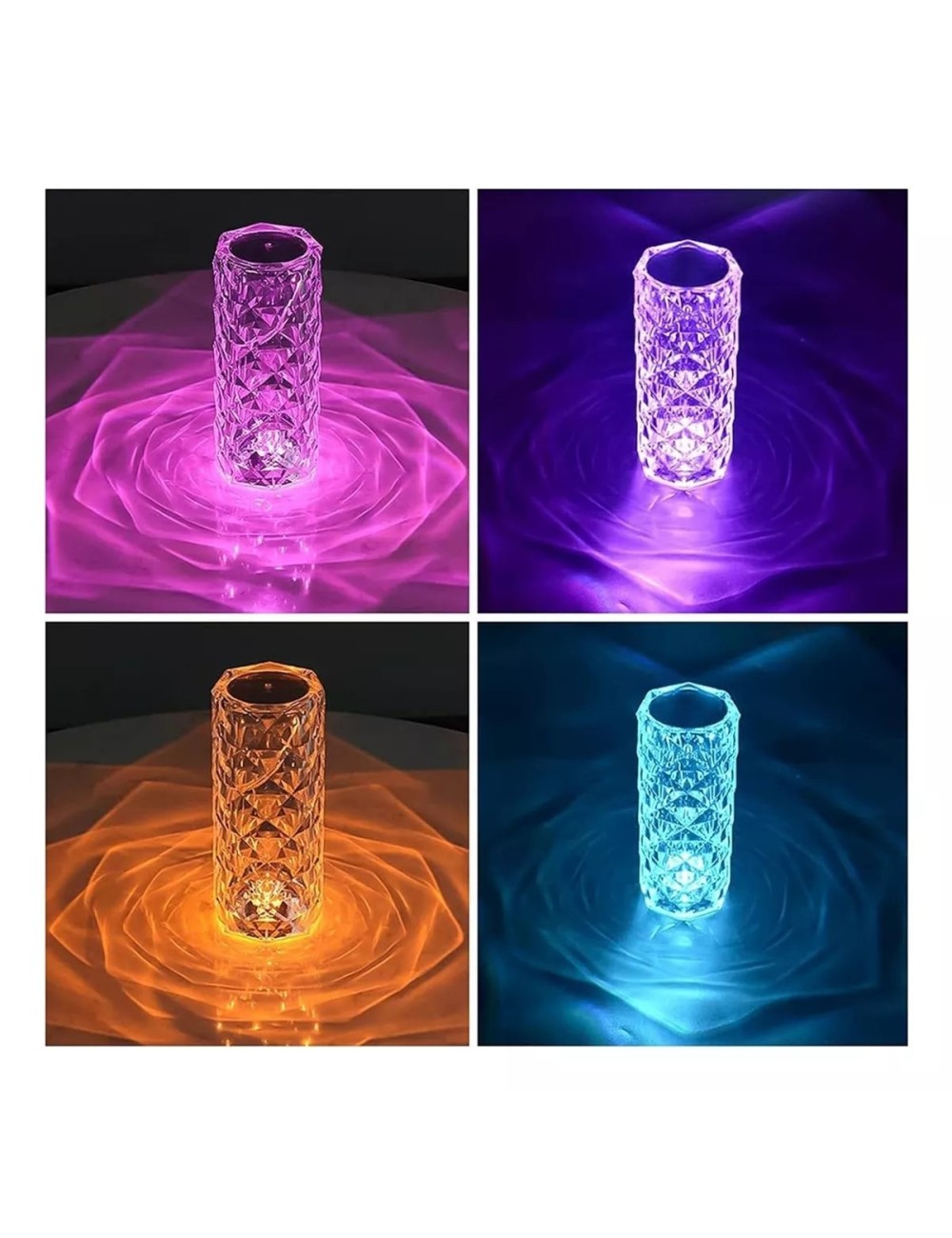 Lampara De Mesa De Cristal Colores Tactil + Control