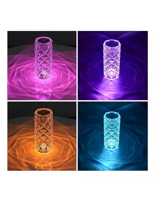 Lampara De Mesa De Cristal Colores Tactil + Control
