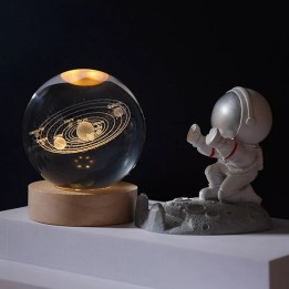 Lampara De Cristal Bola 3d Sistema Solar Planetas Cosmos