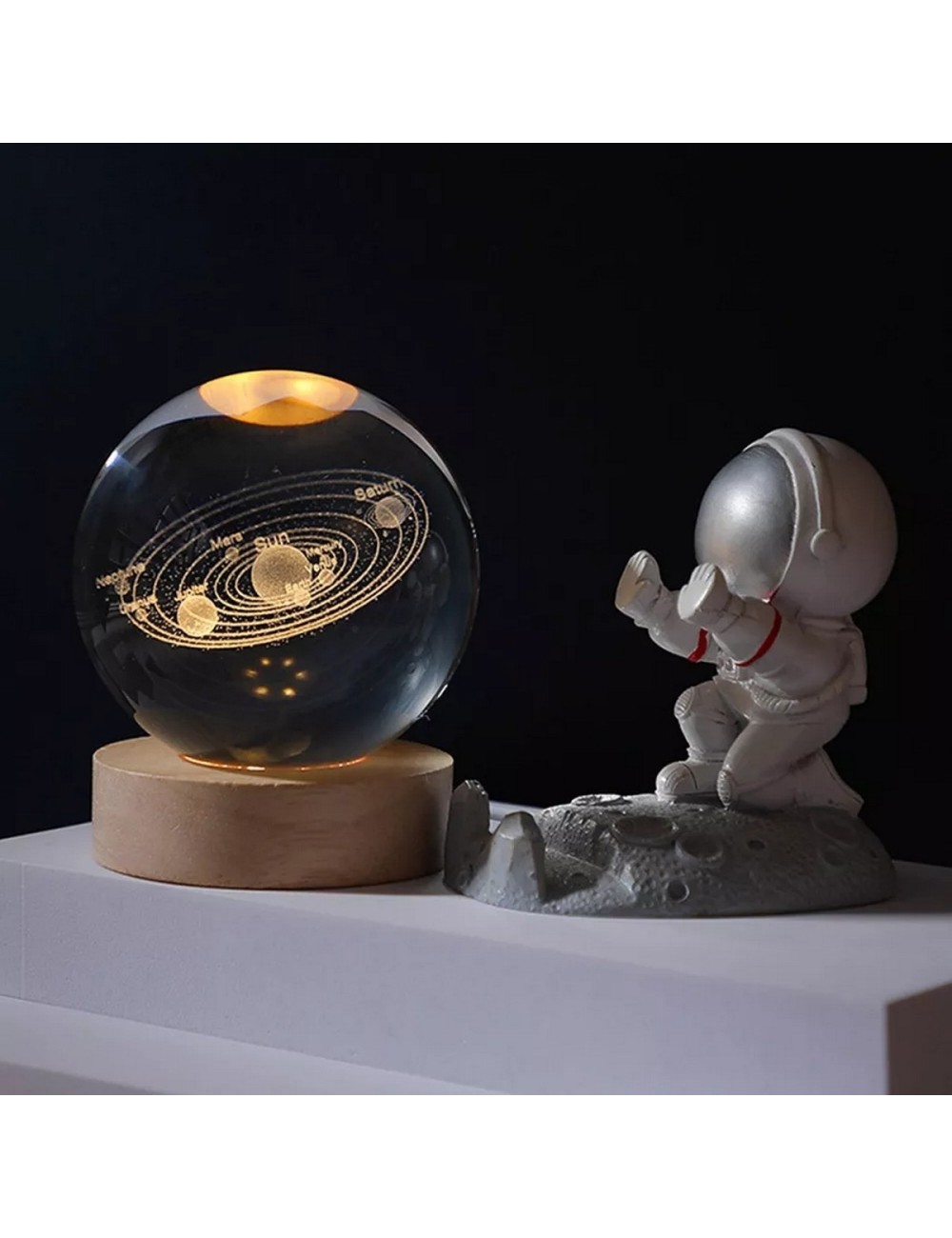 Lampara De Cristal Bola 3d Sistema Solar Planetas Cosmos
