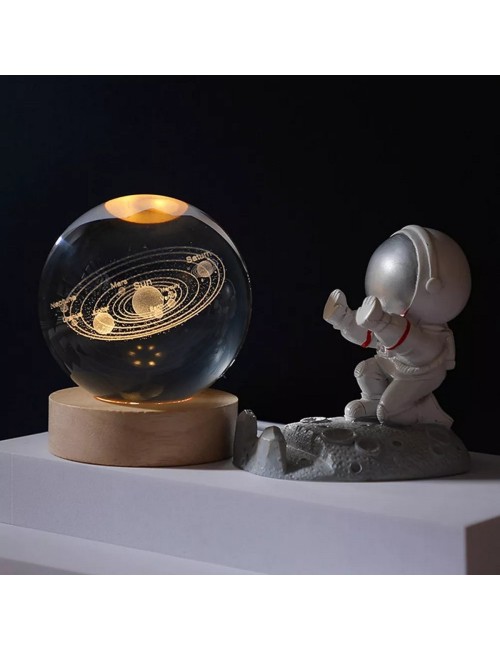 Lampara De Cristal Bola 3d Sistema Solar Planetas Cosmos