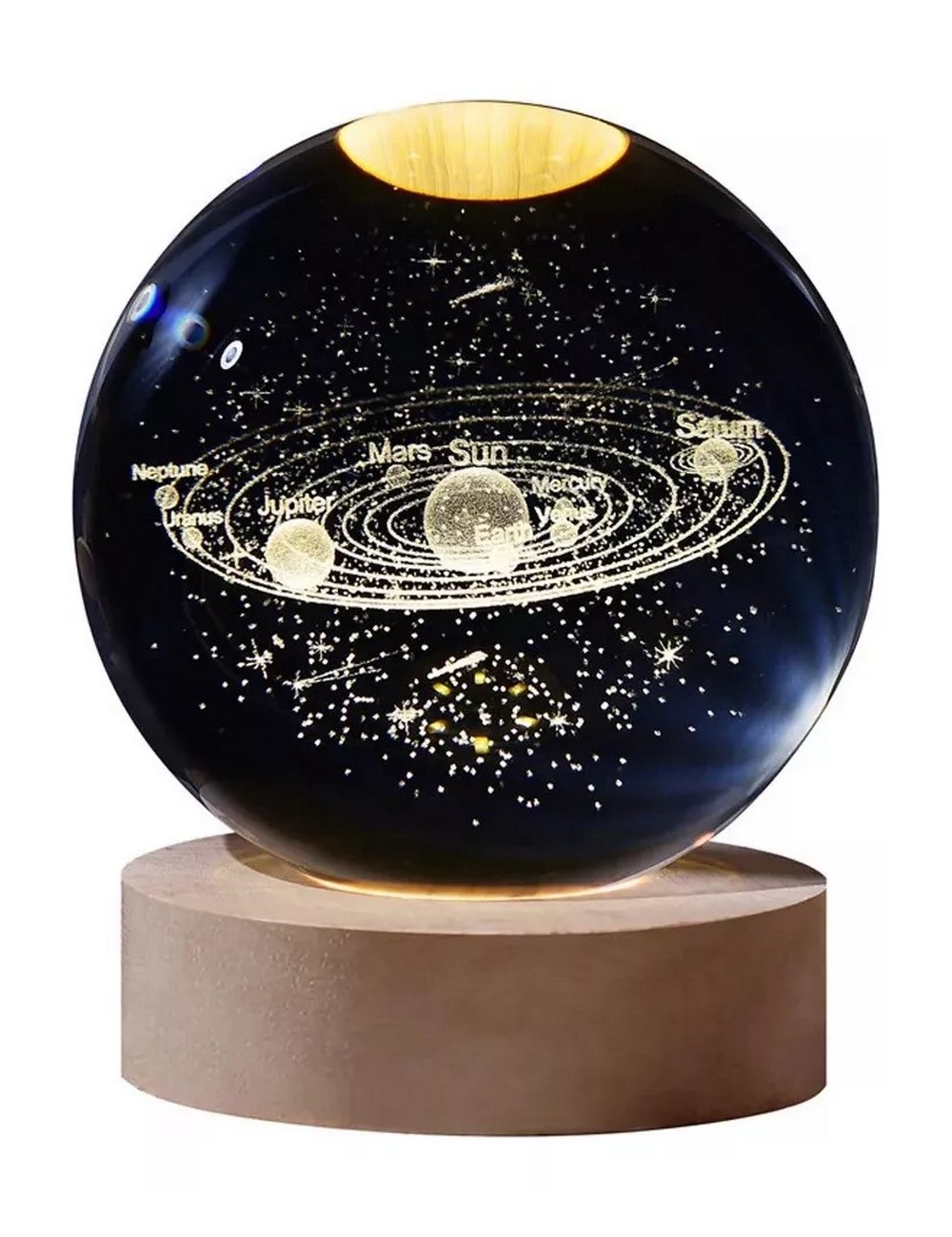 Lampara De Cristal Bola 3d Sistema Solar Planetas Cosmos