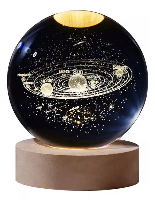 Lampara De Cristal Bola 3d Sistema Solar Planetas Cosmos