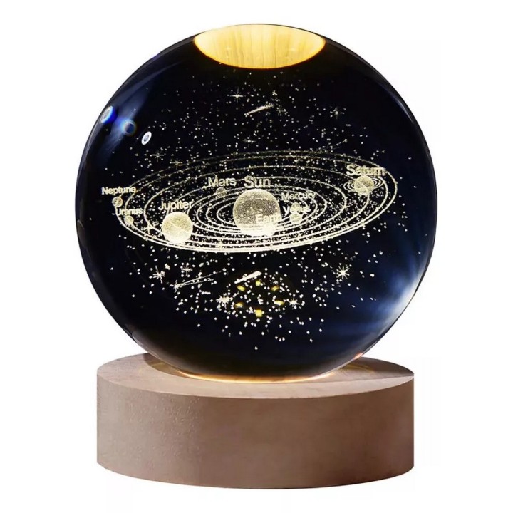 Lampara De Cristal Bola 3d Sistema Solar Planetas Cosmos