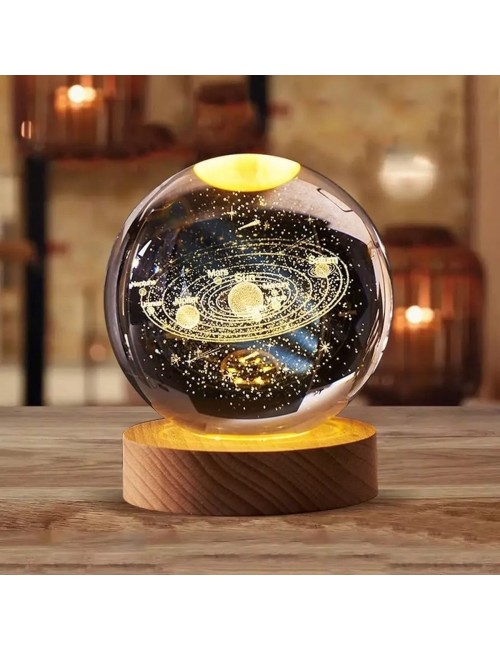 Lampara De Cristal Bola 3d Sistema Solar Planetas Cosmos