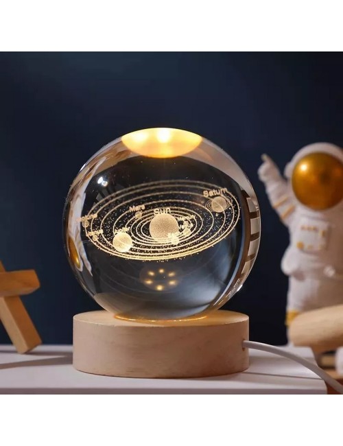 Lampara De Cristal Bola 3d Sistema Solar Planetas Cosmos